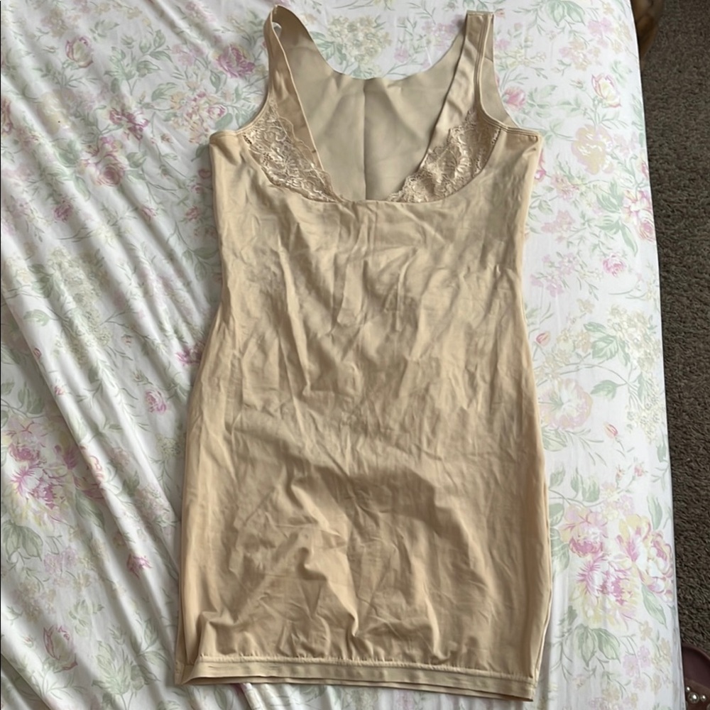 Maidenform Cream Shapewear Slip Dress with V-Neckline